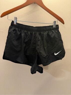 Nike Black Women’s Athletic DRI-FIT Running Shorts with White Swoosh